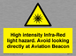 WV7110: High intensity Infra-Red light hazard. Avoid looking directly at Aviation Beacon
