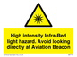 WV7110: High intensity Infra-Red light hazard. Avoid looking directly at Aviation Beacon