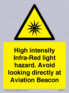 WV7110: High intensity Infra-Red light hazard. Avoid looking directly at Aviation Beacon