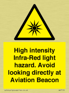 WV7110: High intensity Infra-Red light hazard. Avoid looking directly at Aviation Beacon