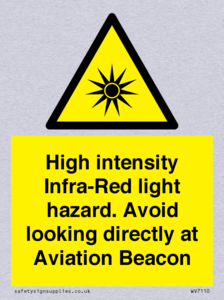 WV7110: High intensity Infra-Red light hazard. Avoid looking directly at Aviation Beacon