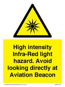 WV7110: High intensity Infra-Red light hazard. Avoid looking directly at Aviation Beacon