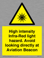 WV7110: High intensity Infra-Red light hazard. Avoid looking directly at Aviation Beacon