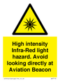 WV7110: High intensity Infra-Red light hazard. Avoid looking directly at Aviation Beacon