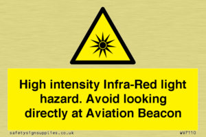 WV7110: High intensity Infra-Red light hazard. Avoid looking directly at Aviation Beacon