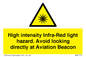 WV7110: High intensity Infra-Red light hazard. Avoid looking directly at Aviation Beacon