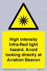 WV7110: High intensity Infra-Red light hazard. Avoid looking directly at Aviation Beacon