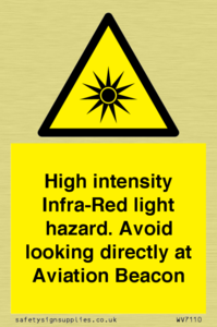 WV7110: High intensity Infra-Red light hazard. Avoid looking directly at Aviation Beacon