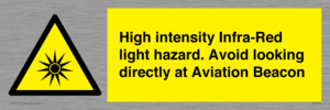 WV7110: High intensity Infra-Red light hazard. Avoid looking directly at Aviation Beacon
