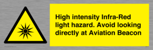 WV7110: High intensity Infra-Red light hazard. Avoid looking directly at Aviation Beacon
