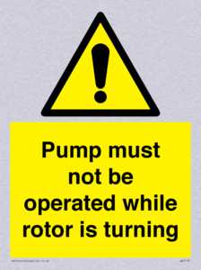 WV7118: Pump must not be operated while rotor is turning