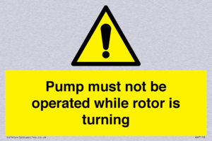 WV7118: Pump must not be operated while rotor is turning