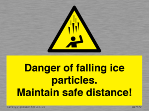 WV7372: Danger of falling ice particles. Maintain safe distance!