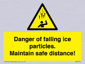 WV7372: Danger of falling ice particles. Maintain safe distance!