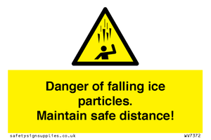 WV7372: Danger of falling ice particles. Maintain safe distance!