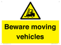 WV7379: Beware moving vehicles with Warning forklift symbol