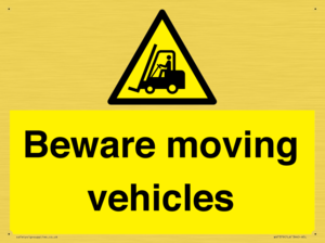 WV7379: Beware moving vehicles with Warning forklift symbol