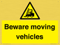WV7379: Beware moving vehicles with Warning forklift symbol
