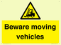 WV7379: Beware moving vehicles with Warning forklift symbol