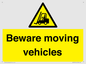 WV7379: Beware moving vehicles with Warning forklift symbol