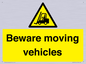 WV7379: Beware moving vehicles with Warning forklift symbol