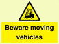 WV7379: Beware moving vehicles with Warning forklift symbol