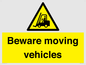 WV7379: Beware moving vehicles with Warning forklift symbol