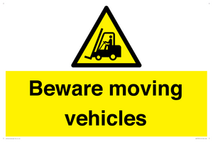 WV7379: Beware moving vehicles with Warning forklift symbol