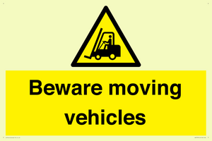 WV7379: Beware moving vehicles with Warning forklift symbol