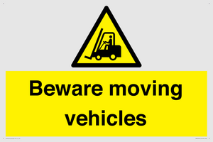 WV7379: Beware moving vehicles with Warning forklift symbol