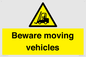 WV7379: Beware moving vehicles with Warning forklift symbol