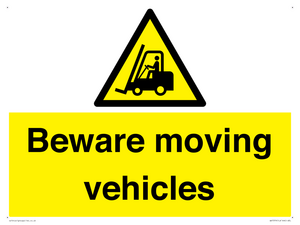 WV7379: Beware moving vehicles with Warning forklift symbol