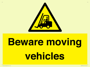 WV7379: Beware moving vehicles with Warning forklift symbol