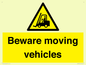 WV7379: Beware moving vehicles with Warning forklift symbol