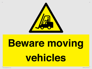 WV7379: Beware moving vehicles with Warning forklift symbol