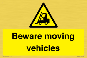 WV7379: Beware moving vehicles with Warning forklift symbol