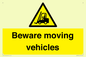 WV7379: Beware moving vehicles with Warning forklift symbol