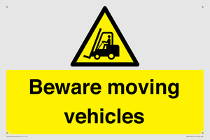 WV7379: Beware moving vehicles with Warning forklift symbol