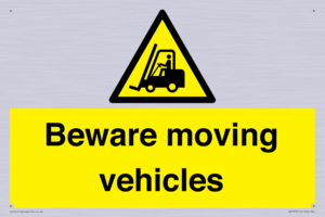 WV7379: Beware moving vehicles with Warning forklift symbol