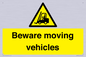WV7379: Beware moving vehicles with Warning forklift symbol