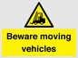 WV7379: Beware moving vehicles with Warning forklift symbol