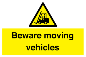 WV7379: Beware moving vehicles with Warning forklift symbol