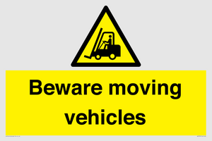WV7379: Beware moving vehicles with Warning forklift symbol