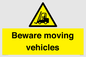 WV7379: Beware moving vehicles with Warning forklift symbol