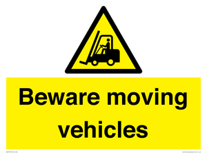 WV7379: Beware moving vehicles with Warning forklift symbol