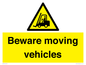 WV7379: Beware moving vehicles with Warning forklift symbol
