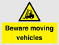 WV7379: Beware moving vehicles with Warning forklift symbol