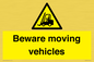 WV7379: Beware moving vehicles with Warning forklift symbol