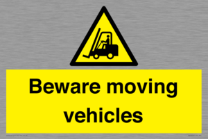 WV7379: Beware moving vehicles with Warning forklift symbol
