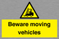 WV7379: Beware moving vehicles with Warning forklift symbol